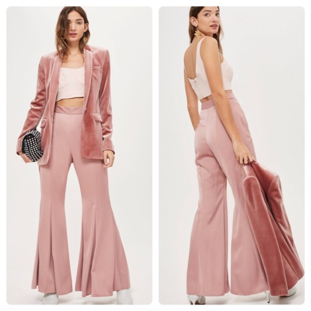 NWT TOPSHOP High Waisted Satin Bell Bottoms